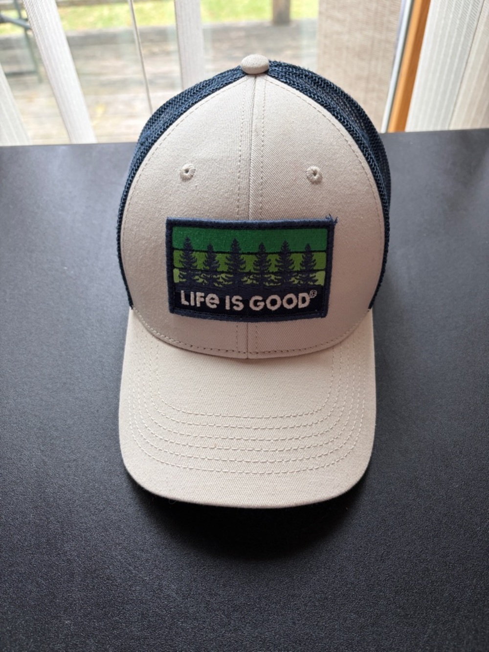 Life Is Good Beige & Navy Trucker Hat